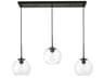 Baxter 3-Light Black Glass Globe Linear Island Pendant