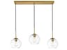 Baxter 3-Light Brass Glass Globe Linear Island Pendant