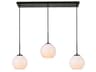 Baxter 3-Light Black Glass Globe Linear Island Pendant