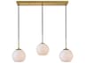 Baxter 3-Light Brass Glass Globe Linear Island Pendant