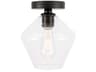 Gene 1-Light Black Glass Semi Flush Mount