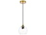 Cashel 1-Light Brass And Clear Glass Globe Mini Pendant