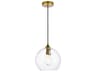 Cashel 1-Light Brass And Clear Glass Globe Mini Pendant