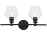 Gene 2-Light Black Glass LED Vanity Light