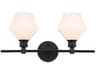 Gene 2-Light Black Glass LED Vanity Light