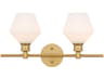 Gene 2-Light Brass Glass LED Vanity Light