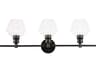 Gene 3-Light Black Glass Vanity Light