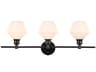 Gene 3-Light Black Glass LED Vanity Light