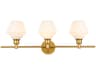 Gene 3-Light Brass Glass LED Vanity Light