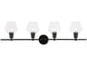 Gene 4-Light Black Glass LED Vanity Light