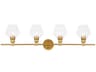 Gene 4-Light Brass Glass LED Vanity Light