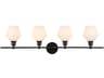 Gene 4-Light Black Glass LED Vanity Light