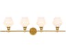 Gene 4-Light Brass Glass LED Vanity Light