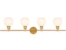Collier 4-Light Brass White Glass LED Vanity Light