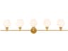 Gene 5-Light Brass Glass LED Vanity Light