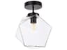 Lawrence 1-Light Black And Clear Glass Geometric Semi Flush Mount