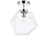 Lawrence 1-Light Chrome And Clear Glass Geometric Semi Flush Mount