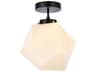 Lawrence 1-Light Black And White Glass Semi Flush Mount