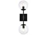 Neri 2-Light Black And Clear Glass Wall Sconce