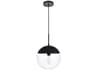 Eclipse 1-Light Black Glass Globe Mini Pendant