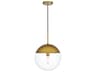 Eclipse 1-Light Brass Glass Globe Pendant