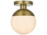 Eclipse 1-Light Satin Gold Globe Semi Flush Mount
