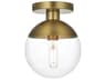 Eclipse 1-Light Satin Gold Globe Semi Flush Mount