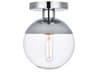 Eclipse 1-Light Chrome Glass Globe Semi Flush Mount
