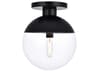 Eclipse 1-Light Black Glass Globe Flush Mount