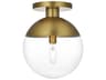 Eclipse 1-Light Satin Gold Globe Semi Flush Mount