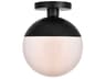 Eclipse 1-Light Black Glass Globe Semi Flush Mount