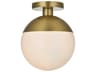 Eclipse 1-Light Satin Gold Globe Semi Flush Mount