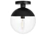 Eclipse 1-Light Black Glass Globe Flush Mount