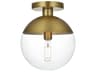 Eclipse 1-Light Satin Gold Globe Semi Flush Mount