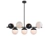 Eclipse 7-Light Black Glass Globe Linear Island Pendant