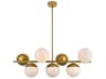 Eclipse 7-Light Brass Glass Globe Linear Island Pendant