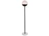 Eclipse Black Floor Lamp with Frosted White Glass Shade