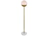 Eclipse Brass Floor Lamp with Frosted White Glass Shade