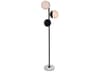 Eclipse Black Floor Lamp with Frosted White Glass Shade