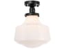 Lyle 1-Light Black Glass LED Semi Flush Mount