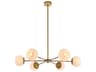 Briggs 6-Light Brass And White Glass Globe Chandelier