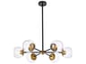 Briggs 6-Light Black And Brass Clear Glass Globe Chandelier