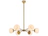 Briggs 6-Light Brass And White Glass Globe Chandelier