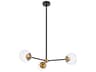 Briggs 3-Light Black And Brass Clear Glass Globe Chandelier