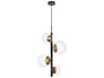 Wells 4-Light Black And Brass Clear Glass Globe Pendant