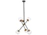 Axl 6-Light Black And Brass Clear Glass Globe Pendant