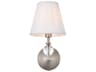 Bethany 1-Light Satin Nickel And White Fabric Shade Crystal Wall Sconce