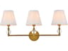 Bethany 3-Light Brass And White Fabric Shade Crystal Vanity Light