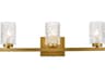 Cassie 3-Light Brass And Clear Shade Glass Vanity Light