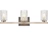 Cassie 3-Light Satin Nickel And Clear Shade Glass Vanity Light